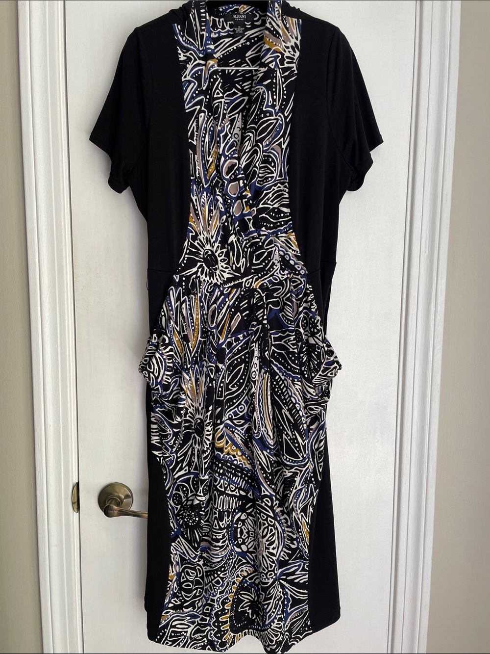 Alfani Black Knit Dress with Geometric Pattern 1X